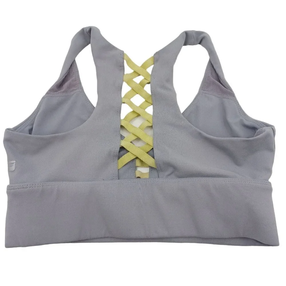 Fabletics Cici Sports Bra In Pebble/Leaf Women's XS/S Lace Up Athleisure Yoga